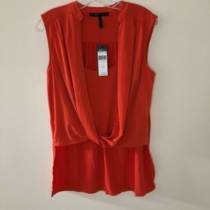 🆕NWT BCBGMAXAZARIA Orange High Low Blouse S
